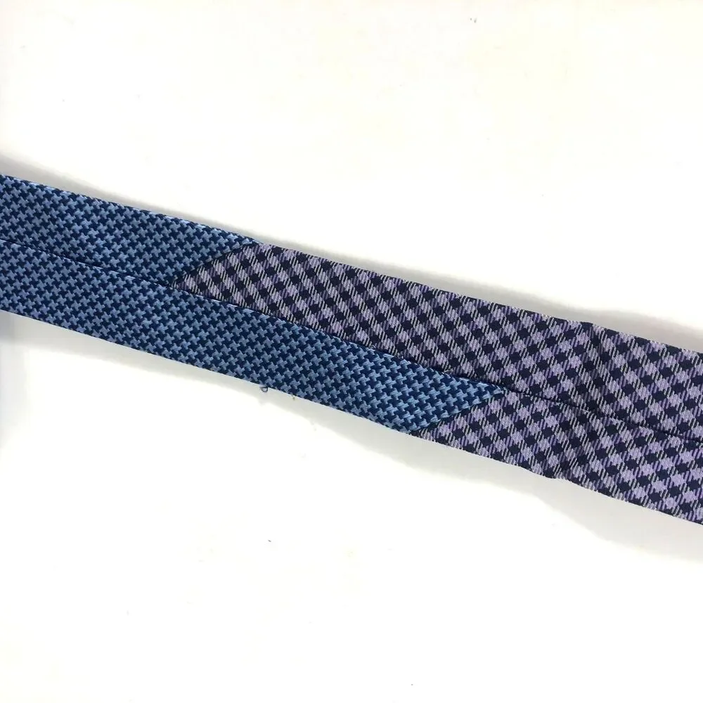 Tommy Hilfiger 100% Silk Tie Purple Navy Blue Gingham Check  Made USA